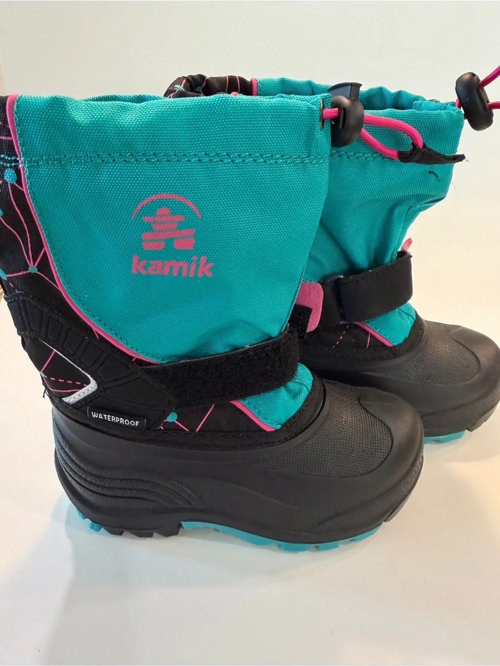 Kamik Toddler Girls Sz 9 Teal & Pink Waterproof Snow Boots New!